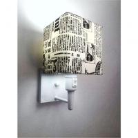 Arandela Quadrada Md-2019 Branco C- Inter Liga E Desl Cúpula Em Tecido Ny-jornal - Bivolt - 3