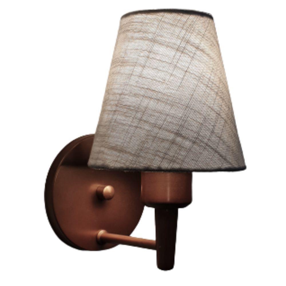 Arandela Cone Md-2004 Base Cobre Cúpula Em Tecido 14-14x07cm Rustico Cinza - Bivolt - 2