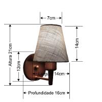 Arandela Cone Md-2004 Base Cobre Cúpula Em Tecido 14-14x07cm Rustico Cinza - Bivolt - 3