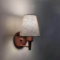 Arandela Cone Md-2004 Base Cobre Cúpula Em Tecido 14-14x07cm Rustico Cinza - Bivolt