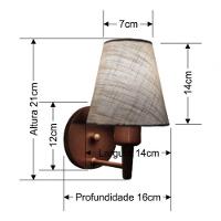 Arandela Cone Md-2004 Base Cobre Cúpula Em Tecido 14-14x07cm Rustico Cinza - Bivolt - 7
