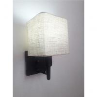 Arandela Quadrada Vivare Md-2019 Base Preto Com Interruptor Cúpula Em Tecido - Bivolt Preto-rustico-bege1 127-220v