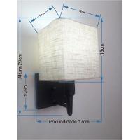 Kit-2 Arandela Quadrada Md-2019 Preto C- Inter Liga E Desl Cúpula Rustico Bege - Bivolt - 2