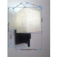 Kit-2 Arandela Quadrada Md-2019 Preto C- Inter Liga E Desl Cúpula Rustico Bege - Bivolt - 4