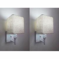 Kit-2 Arandela Quadrada Md-2019 Branco C- Inter Liga E Desl Cúpula Rustico Bege - Bivolt - 1