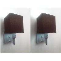 Kit-2 Arandela Quadrada Md-2019 Cinza C- Inter Liga E Desl Cúpula Em Tecido Café - Bivolt - 1