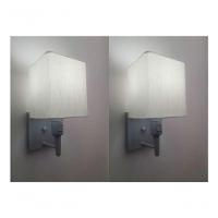 Kit-2 Arandela Quadrada Md-2019 Cinza C- Inter Liga E Desl Cúpula Em Tecido Linho Bege - Bivolt - 3