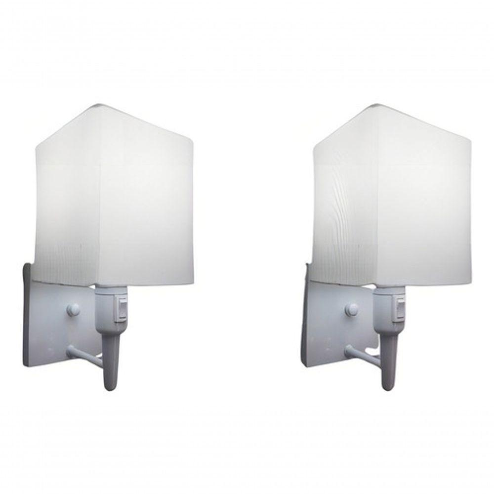 Kit-2 Arandela Quadrada Md-2019 Branco C- Inter Liga E Desl Cúpula Em Tecido Branco - Bivolt - 3