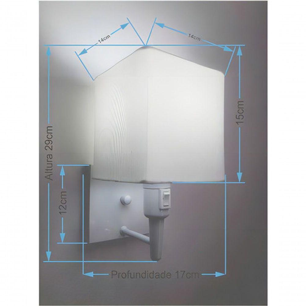 Kit-2 Arandela Quadrada Md-2019 Branco C- Inter Liga E Desl Cúpula Em Tecido Branco - Bivolt - 5