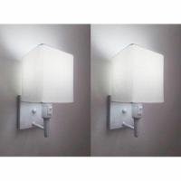 Kit-2 Arandela Quadrada Md-2019 Branco C- Inter Liga E Desl Cúpula Em Tecido Branco - Bivolt - 1