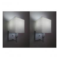 Kit-2 Arandela Quadrada Md-2019 Branco C- Inter Liga E Desl Cúpula Em Tecido Branco - Bivolt