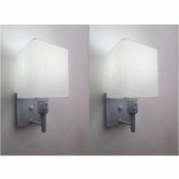 Kit-2 Arandela Quadrada Md-2019 Cinza C- Inter Liga E Desl Cúpula Em Tecido Branco - Bivolt - 1