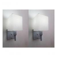 Kit-2 Arandela Quadrada Md-2019 Cinza C- Inter Liga E Desl Cúpula Em Tecido Branco - Bivolt - 3