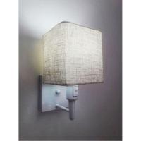 Arandela Quadrada Vivare Md-2019 Base Branco Com Interruptor Cúpula Em Tecido - Bivolt Branco-rustico-bege 127-220v - 1