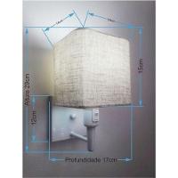 Arandela Quadrada Vivare Md-2019 Base Branco Com Interruptor Cúpula Em Tecido - Bivolt Branco-rustico-bege 127-220v - 2