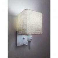 Arandela Quadrada Vivare Md-2019 Base Branco Com Interruptor Cúpula Em Tecido - Bivolt Branco-rustico-bege 127-220v - 3