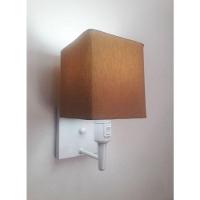 Arandela Quadrada Vivare Md-2019 Base Branco Com Interruptor Cúpula Em Tecido - Bivolt Branco-palha 127-220v - 1