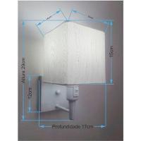 Arandela Quadrada Vivare Md-2019 Base Branco Com Interruptor Cúpula Em Tecido - Bivolt Branco-linho-bege 127-220v - 2