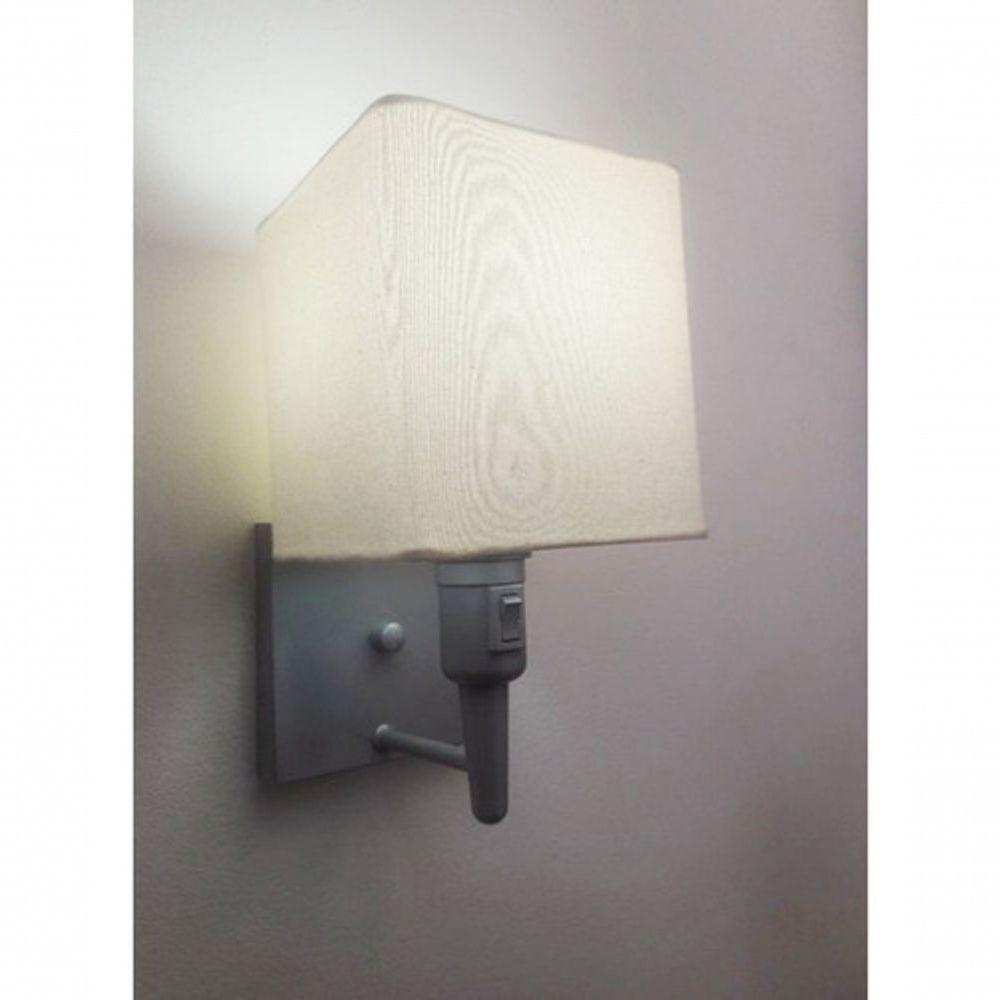 Arandela Quadrada Vivare Md-2019 Base Cinza Com Interruptor E Cúpula Em Tecido - Bivolt Cinza-algodão-crú 127-220v - 4