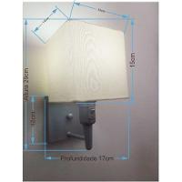 Arandela Quadrada Vivare Md-2019 Base Cinza Com Interruptor E Cúpula Em Tecido - Bivolt Cinza-algodão-crú 127-220v - 2