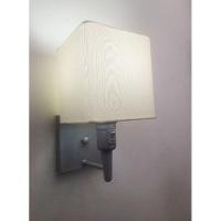 Arandela Quadrada Vivare Md-2019 Base Cinza Com Interruptor E Cúpula Em Tecido - Bivolt Cinza-algodão-crú 127-220v - 3