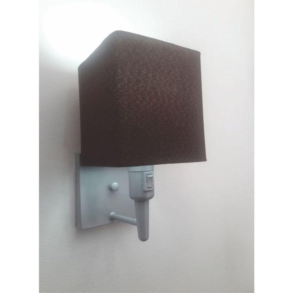 Arandela Quadrada Vivare Md-2019 Base Cinza Com Interruptor E Cúpula Em Tecido - Bivolt Cinza-café 127-220v - 1