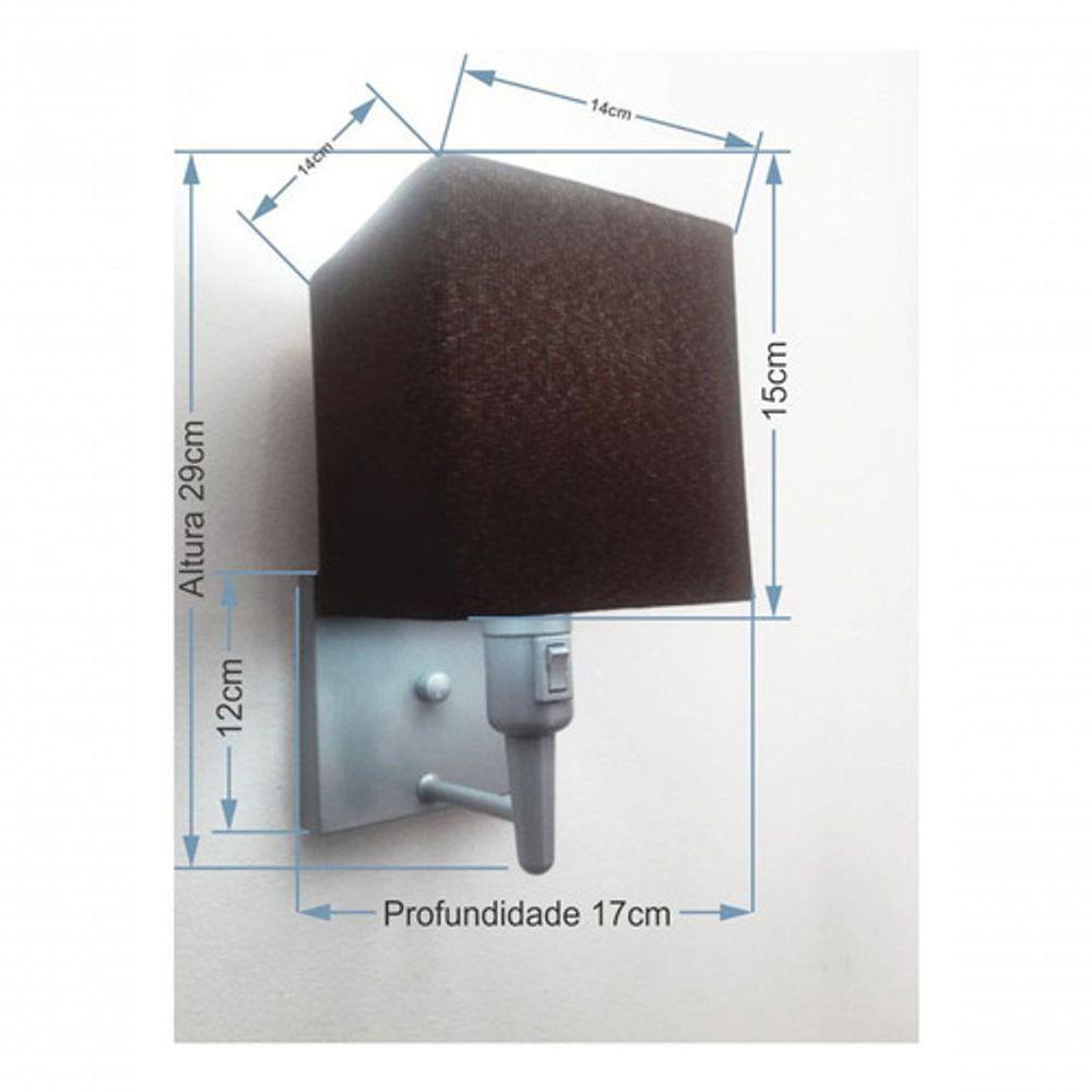 Arandela Quadrada Vivare Md-2019 Base Cinza Com Interruptor E Cúpula Em Tecido - Bivolt Cinza-café 127-220v - 4