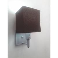 Arandela Quadrada Vivare Md-2019 Base Cinza Com Interruptor E Cúpula Em Tecido - Bivolt Cinza-café 127-220v - 1