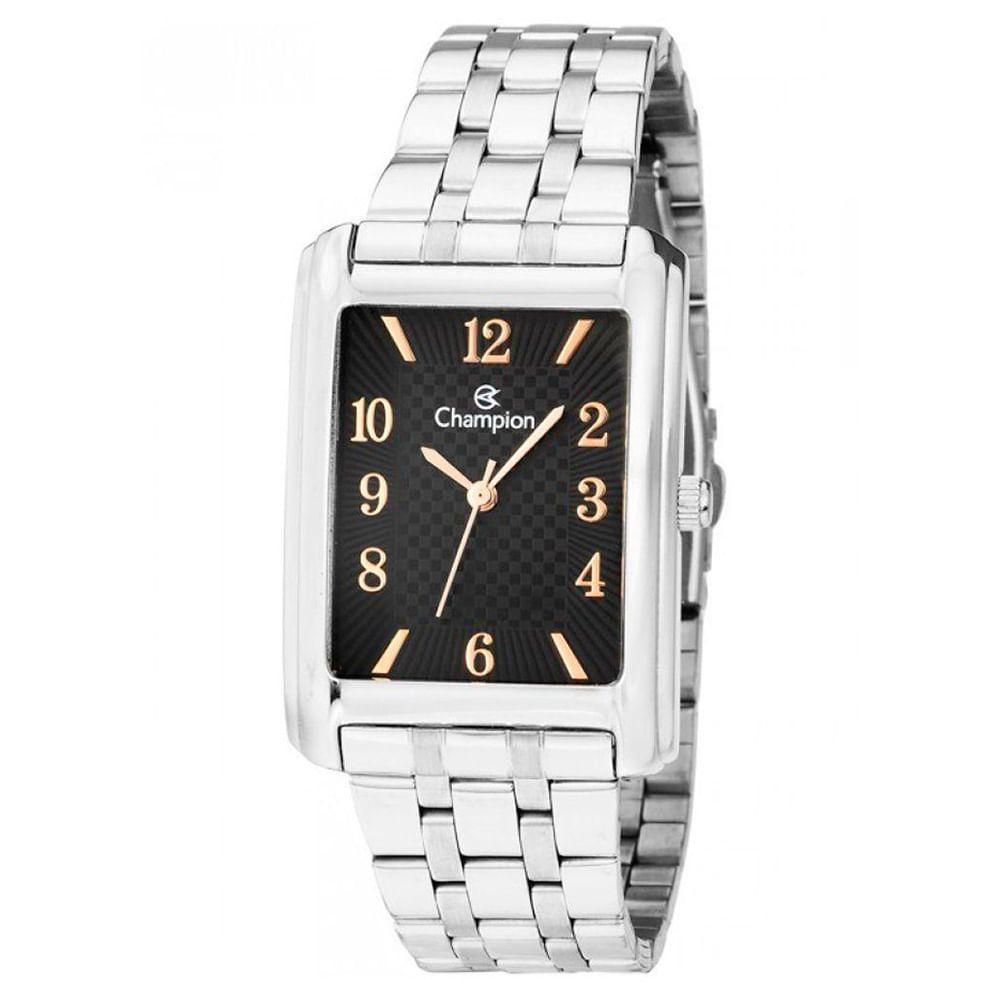 Relógio Champion Masculino Analógico Prata Preto Cn20373t - 1