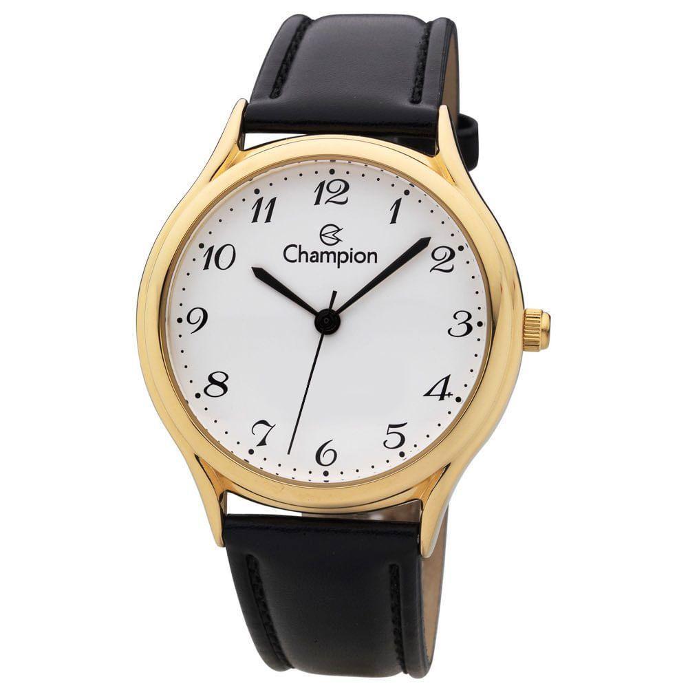 Relógio Champion Feminino Dourado Couro Preto Ch22233m - 1