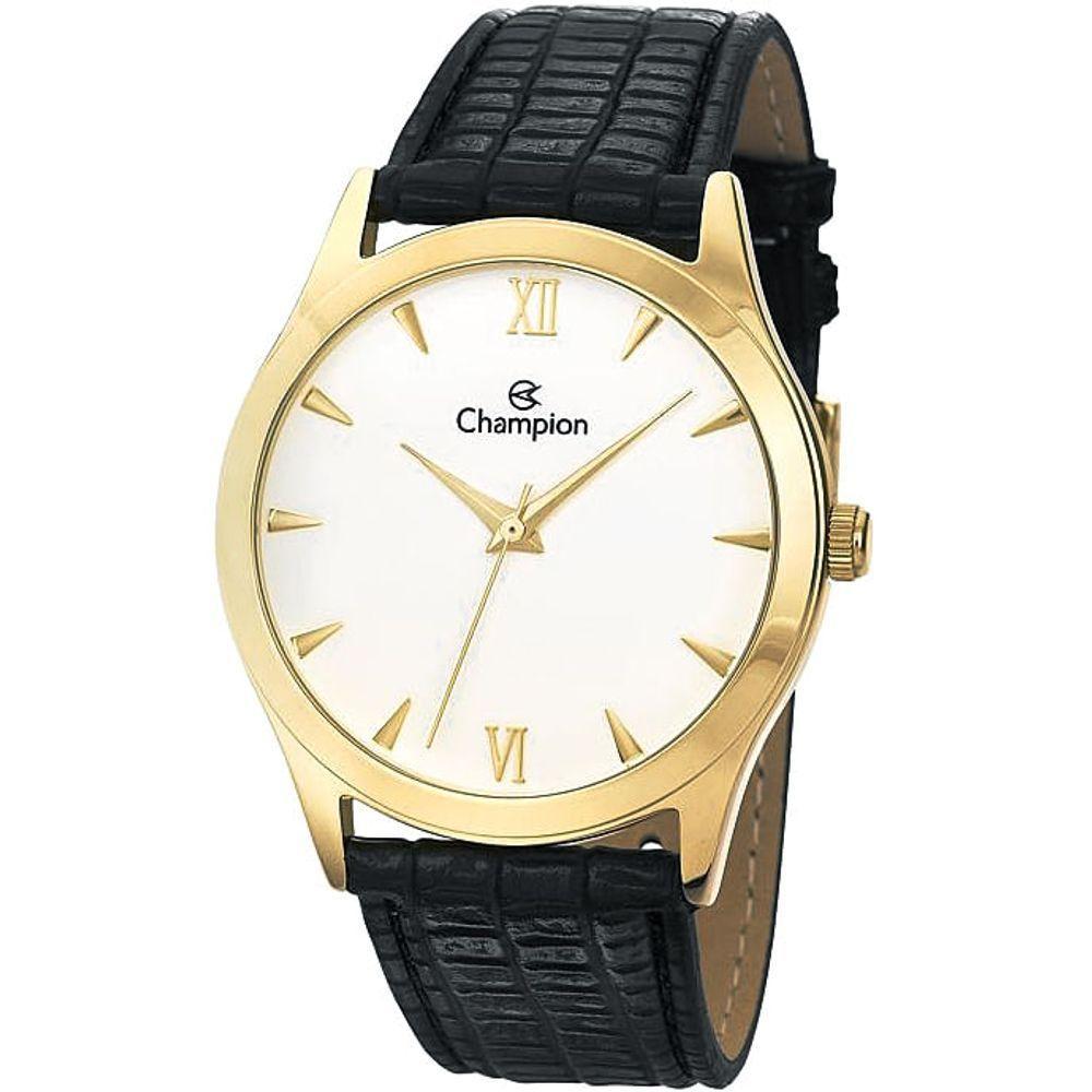 Relógio Champion Feminino Dourado Couro Preto Ch22742m - 1