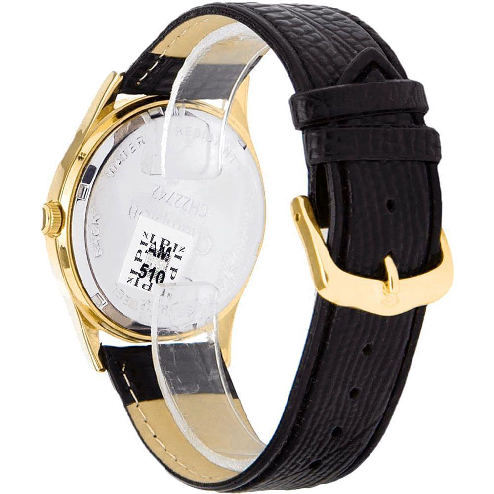 Relógio Champion Feminino Dourado Couro Preto Ch22742m - 2