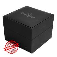 Relógio Champion Feminino Dourado Couro Preto Ch22742m