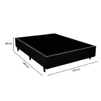 Cama Box Casal 138 Tecido Sintético Preto Com Colchão Belize Bello Box - D33 Preto 57x138x188 - 3