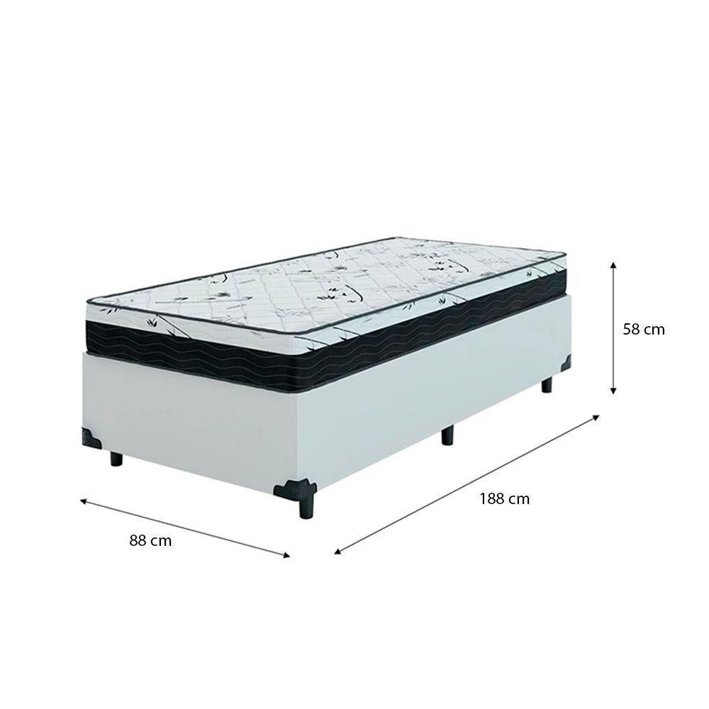Cama Box Solteiro 88 Tecido Sintético Branco Com Colchão Espuma D33 One Face - Bello Box - 58x88x188 - 2