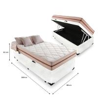 Cama Box Baú Solteiro Tecido Sintético Branco Com Colchão Pillow Angel - Bello Box - Molas Ensacadas 62x88x188 - 2