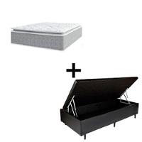 Cama Box Baú Solteiro 88 Sintetico Preto Com Colchão Nazar Viscoeslástico D33 Cinza - 1