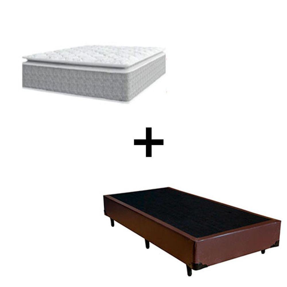 Cama Box Solteiro 88 Sintetico Marrom Com Colchão Nazar Viscoeslástico D33 Cinza - 1