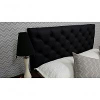 Cabeceira Solteiro 88 - Bello Box - Estilo Capitonê Tecido Sintético Preto Sem Strass - 1