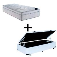 Cama Baú Solteiro 88 Tecido Sintético Branco Com Colchão Toronto Molas Ensacadas Branco D33 - 1