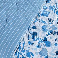 Edredom Cobertor Belle Queen 400 Fios Dupla Face Estampado Florido Azul - 4