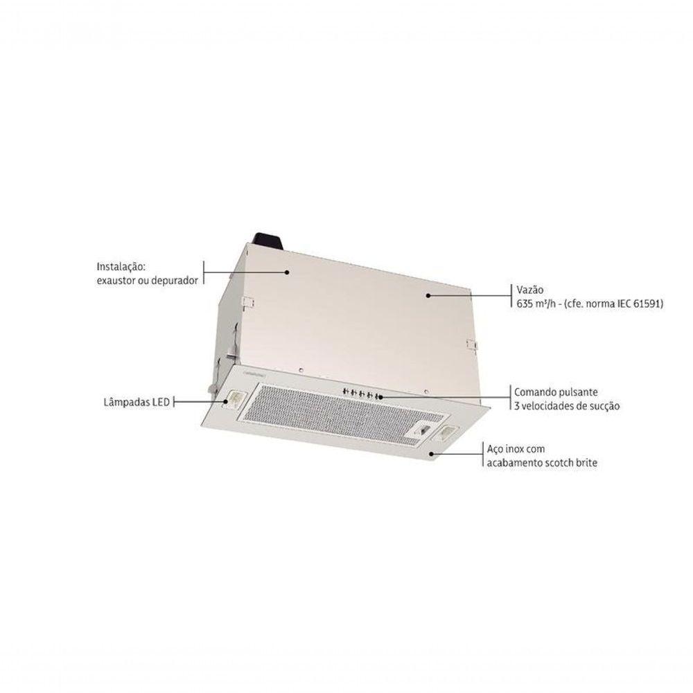 Coifa De Embutir Tramontina Incasso 51cm Aço Inox Com Acabamento Acetinado 127v - 2