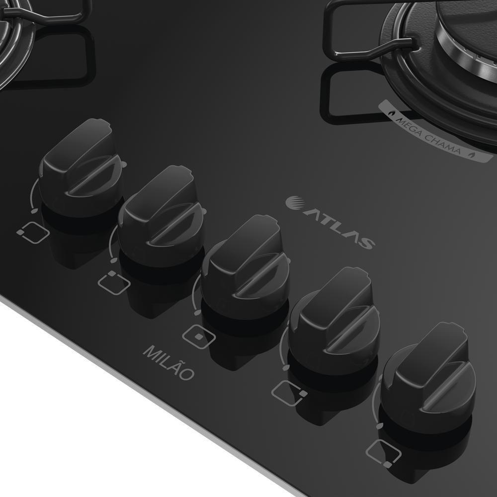 Cooktop 5 Bocas Atlas Milão Mega Chama A Gás Preto Bivolt - 3