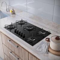Cooktop 5 Bocas Atlas Milão Mega Chama A Gás Preto Bivolt