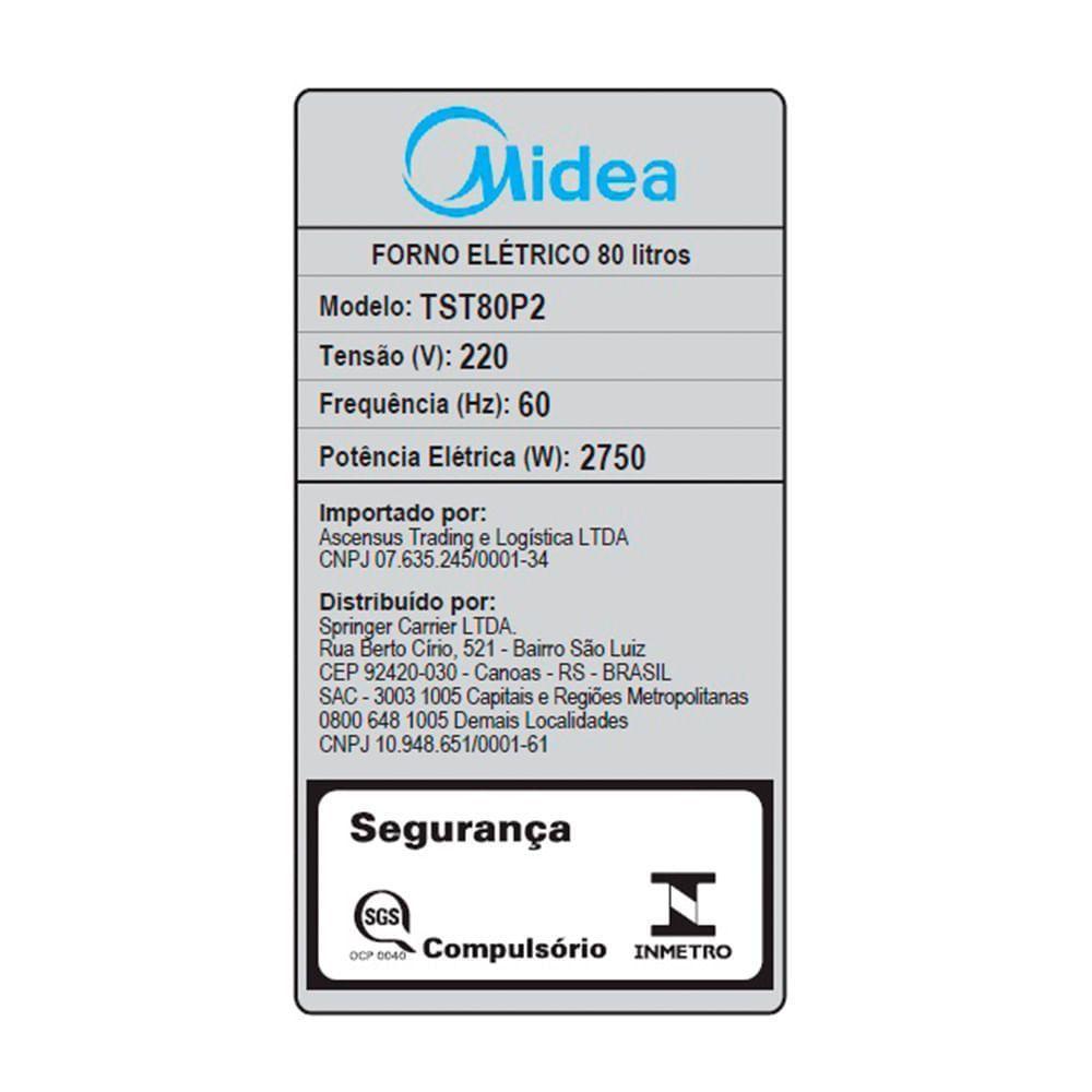 Forno Elétrico De Embutir 80L Touch Com Air Fryer Midea TST80P2 220V - 8