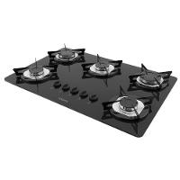 Fogão Cooktop 5 Bocas Mesa Em Vidro Preto Fogatti Inox 27000201-00 Bivolt - 1