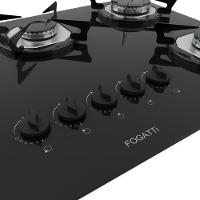 Fogão Cooktop 5 Bocas Mesa Em Vidro Preto Fogatti Inox 27000201-00 Bivolt - 2