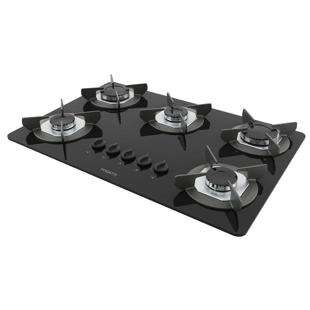 Fogão Cooktop 5 Bocas Mesa Em Vidro Safe Ferro Fundido Fogatti Bivolt - 1