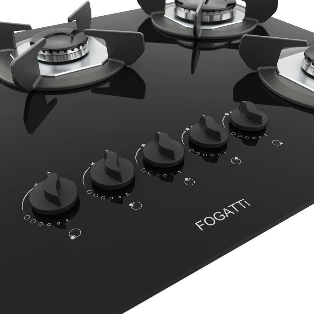 Fogão Cooktop 5 Bocas Mesa Em Vidro Safe Ferro Fundido Fogatti Bivolt - 2