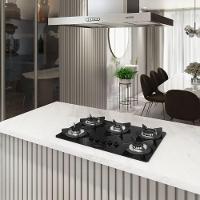 Fogão Cooktop 5 Bocas Mesa Em Vidro Safe Ferro Fundido Fogatti Bivolt